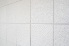 Mosaïque rétro vintage mur céramique blanc structure carreau salle de bain carrelage mural - MOS22B-0104