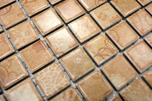 Mosaïque céramique Rétro Vintage beige marron Carreau de mosaïque fond de cuisine MOS18D-1412