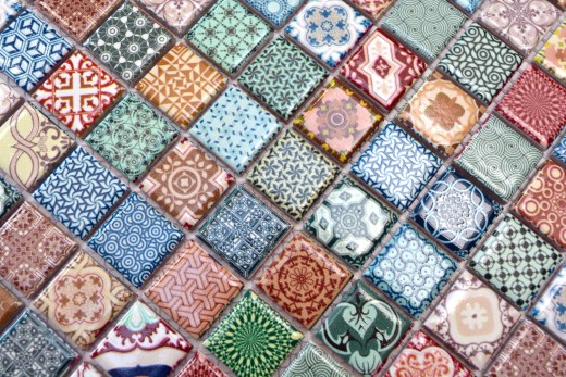 Mosaïque céramique Carreau de mosaïque multicolore aspect espagnol rétro vintage MOS18D-1616