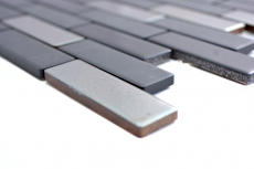 Mosaïque composite céramique noir argent chromé baguettes miroir carrelage MOS26-0317_f | 10 tapis mosaïque