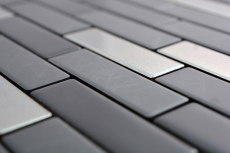 Mosaïque composite céramique noir argent chromé baguettes miroir carrelage MOS26-0317_f | 10 tapis mosaïque