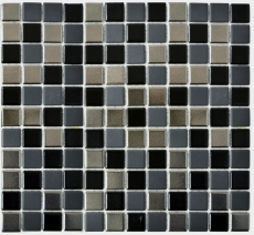 Échantillon manuel Carreau de mosaïque Céramique noir argenté anthracite chrome Dos de cuisine MOS18-0317_m