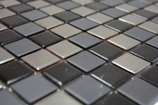 Carreaux de mosaïque Céramique noir argent anthracite chrome Fond de cuisine MOS18-0317_f | 10 Tapis de mosaïque