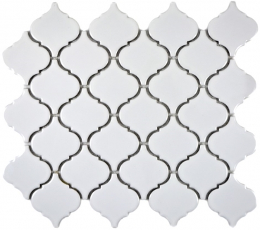 Florentine Rétro Vintage Carreau Mosaïque Céramique blanc brillant Revêtement mural cuisine - MOS13-1WG