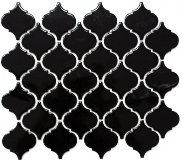 Florentine Rétro Vintage Carreau de mosaïque Céramique noir brillant Parement mural salle de bain cuisine - MOS13-2BG