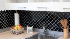 Florentine Rétro Vintage Carreau de mosaïque Céramique noir brillant Parement mural salle de bain cuisine - MOS13-2BG