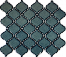 Florentine Rétro Vintage Carreau Mosaïque Céramique bleu moucheté brillant mur salle de bain cuisine WC - MOS13-0408