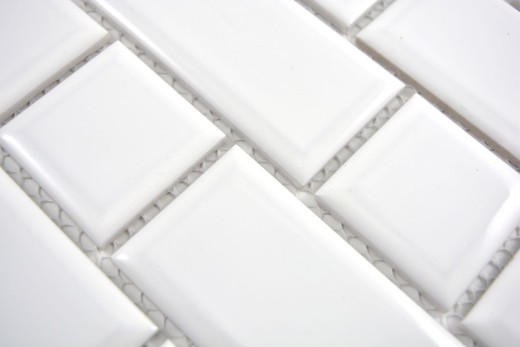 Metro Subway Carrelage BLANC Mosaïque à facettes Carrelage céramique Miroir cuisine Mur MOS26WM-0101