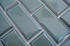 Metro Subway Carrelage Pétrole Gris Vert Facette Mosaïque Carrelage Céramique Cuisine Mur MOS26M-0218