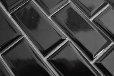 Échantillon manuel Metro Subway Carreau de mosaïque Céramique Cuisine noir MOS26M-0303_m