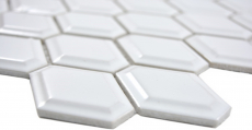 Motif main Mosaïque Carreau céramique Diamant Metro blanc brillant Carrelage cuisine MOS13MD-0101_m