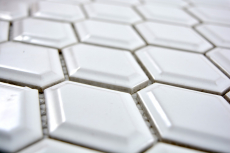 Motif main Mosaïque Carreau céramique Diamant Metro blanc brillant Carrelage cuisine MOS13MD-0101_m