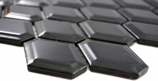 Motif main Mosaïque Carreau céramique Diamant Metro noir brillant Carrelage cuisine MOS13MD-0301_m