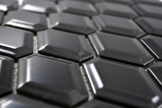 Motif main Mosaïque Carreau céramique Diamant Metro noir brillant Carrelage cuisine MOS13MD-0301_m