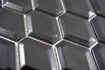 Motif main Mosaïque Carreau céramique Diamant Metro noir mat Carrelage cuisine MOS13MD-0311_m