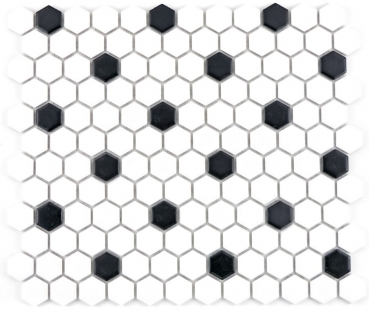 Motif main Carreau mosaïque Céramique Hexagone noir blanc mat Carrelage cuisine MOS11A-0301_m