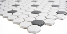Motif main Carreau mosaïque Céramique Hexagone noir blanc mat Carrelage cuisine MOS11A-0301_m
