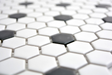 Motif main Carreau mosaïque Céramique Hexagone noir blanc mat Carrelage cuisine MOS11A-0301_m