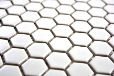 Motif main Carreau mosaïque Céramique Hexagone blanc brillant Carrelage cuisine MOS11A-0102_m