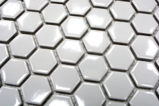 Motif main Carreau mosaïque Céramique Hexagone blanc brillant Carrelage cuisine MOS11A-0102_m