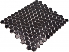 Hexagonal hexagonale mosaïque carreaux de céramique mini noir brillant carreaux de mur salle de bain carreaux de cuisine - MOS11A-0302
