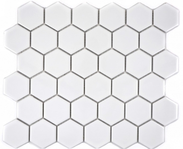 Motif main Mosaïque Carreau céramique Hexagone blanc brillant Dos de cuisine Protection anti-projections MOS11B-0102_m