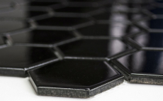 Motif manuel Carreau de mosaïque Céramique Hexagone noir brillant Dos de douche Miroir de carrelage MOS11B-0302_m