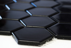 Motif main Mosaïque Céramique Hexagone noir mat Miroir de fond de douche MOS11B-0311_m