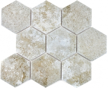 Motif main Mosaïque Céramique grise Hexagone Ciment Cuisine WC Carreau salle de bain MOS11F-0202_m