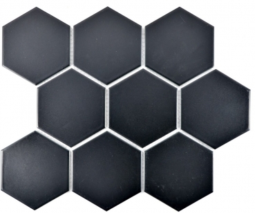 Motif main Carreau de mosaïque Céramique Hexagone noir mat Cuisine WC Carreau de salle de bains MOS11F-0311_m