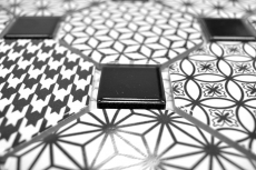 Carreaux de mosaïque Céramique Octagon MISTO blanc brillant noir Mur de mosaïque fond de cuisine MOSOcta-0301_f | 10 Tapis de mosaïque