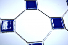 Motif main Carreau de mosaïque Céramique Octagonal blanc mat bleu cobalt brillant Mosaïque murale fond de cuisine MOSOcta-180_m