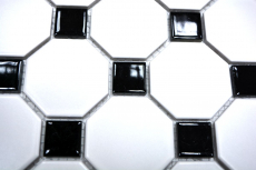 Motif main Mosaïque Céramique Octagon blanc mat noir brillant Carrelage mural Carrelage de salle de bain MOS13-OctaG468_m