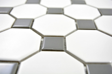 Échantillon manuel de mosaïque Carreau céramique gris métal Octagon blanc mat métal brillant MOS13-0122_m