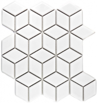 Cube Mosaïque Céramique 3D blanc brillant Carreau de mur Carreau de salle de bain Carreau de cuisine - MOS13OV-0101