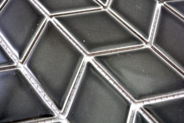 Motif main mosaïque carreau céramique blanc diamant noir brillant vague dos cuisine protection éclaboussures MOS13DS-0302_m