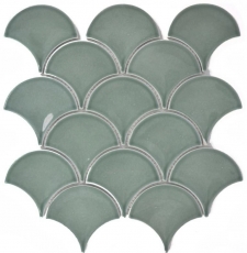 Éventail Mosaïque Céramique Écailles de poisson Gouttes pastel pétrole Carreau WC Carreau salle de bain Cuisine Mur - MOS13-FS18