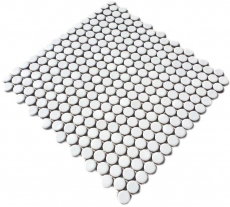 Mosaïque bouton LOOP mosaïque ronde blanc brillant mur cuisine douche SALLE DE BAINS MOS10-0102