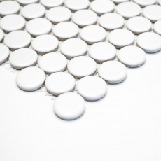 Motif à main Mosaïque en forme de bouton LOOP mosaïque ronde blanc mat mur cuisine douche SALLE DE BAINS MOS10-0111_m