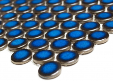 Mosaïque bouton LOOP mosaïque ronde bleu foncé cobalt mur cuisine douche SALLE DE BAINS MOS10-0405_f | 10 Tapis de mosaïque