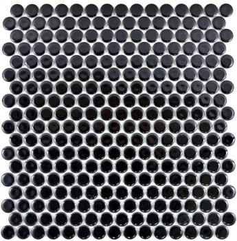 Motif à main Mosaïque en forme de bouton LOOP mosaïque ronde noir brillant mur cuisine douche SALLE DE BAINS MOS10-0300_m