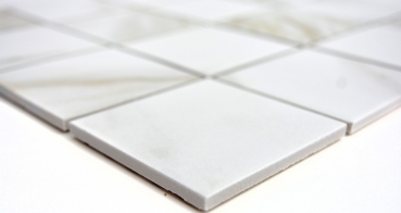 Carreau mosaïque Calacatta blanc beige Céramique Carrelage salle de bain MOS16-0112_f | 10 Tapis mosaïque