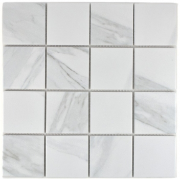 Carreau de mosaïque aspect Carrare blanc gris Céramique Carreau de salle de bain Carrelage cuisine MOS16-0102_f | 10 Tapis de mosaïque
