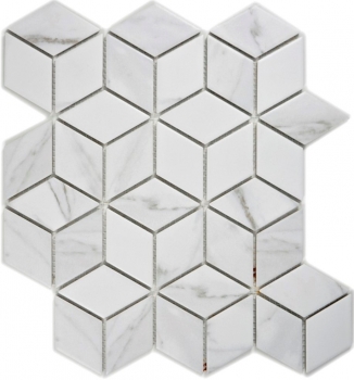 Mosaïque Carreau céramique blanc Diamant POV Carrareaux muraux Carreau de salle de bain MOS13-0102_f | 10 Tapis de mosaïque