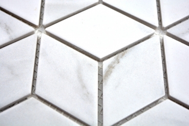 Mosaïque Carreau céramique blanc Diamant POV Carrareaux muraux Carreau de salle de bain MOS13-0102_f | 10 Tapis de mosaïque