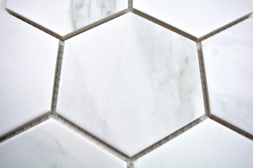 Mosaïque Carreaux céramiques blancs Hexagon Carrara Carreaux muraux Carreaux de salle de bain MOS11F-0102_f | 10 Tapis de mosaïque