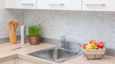 Mosaïque en bâtonnets Carreau céramique aspect pierre blanc gris Carrelage cuisine MOS24-STSO01