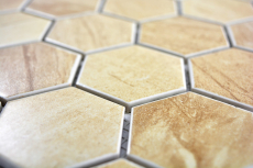Motif main Carreau mosaïque Céramique Hexagone Travertin beige mat Carrelage cuisine MOS11G-1202_m