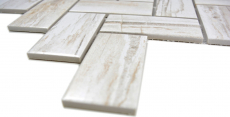 Carreau de mosaïque à chevrons Céramique cream beige imitation bois clair Carrelage cuisine MOS24-2002