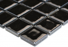 Motif manuel Carreau de mosaïque Céramique NOIR BRILLANT Mur Carrelage cuisine MOS18-0302_m